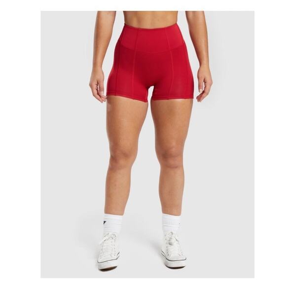 Gymshark Medium Red Scrunch Short Shorts Quad Active Workout Gym Training EUC - Picture 1 of 10